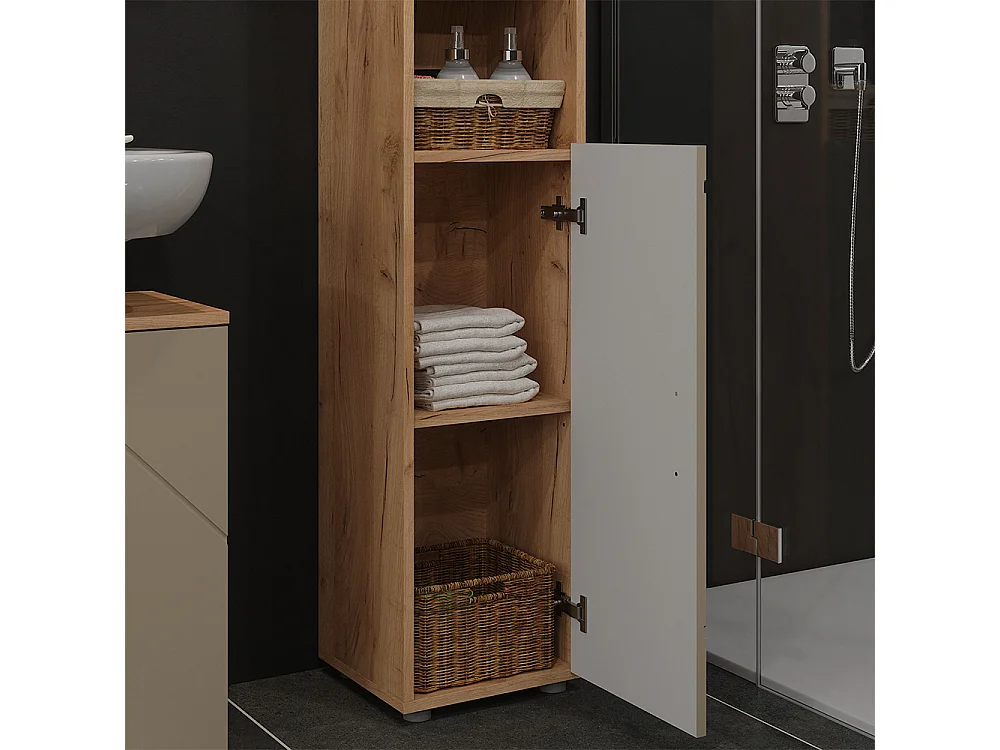 Meuble salle de bain chêne de force doré 30x30x192 irma