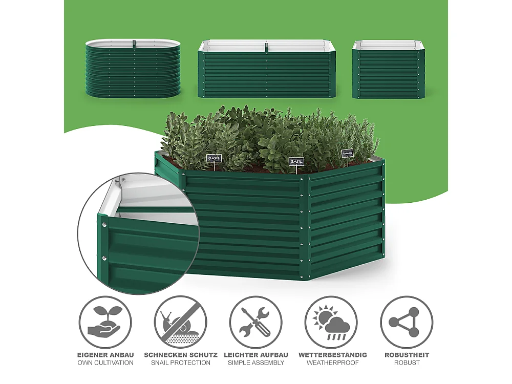 Lit surélevé vert 148.5x129x60