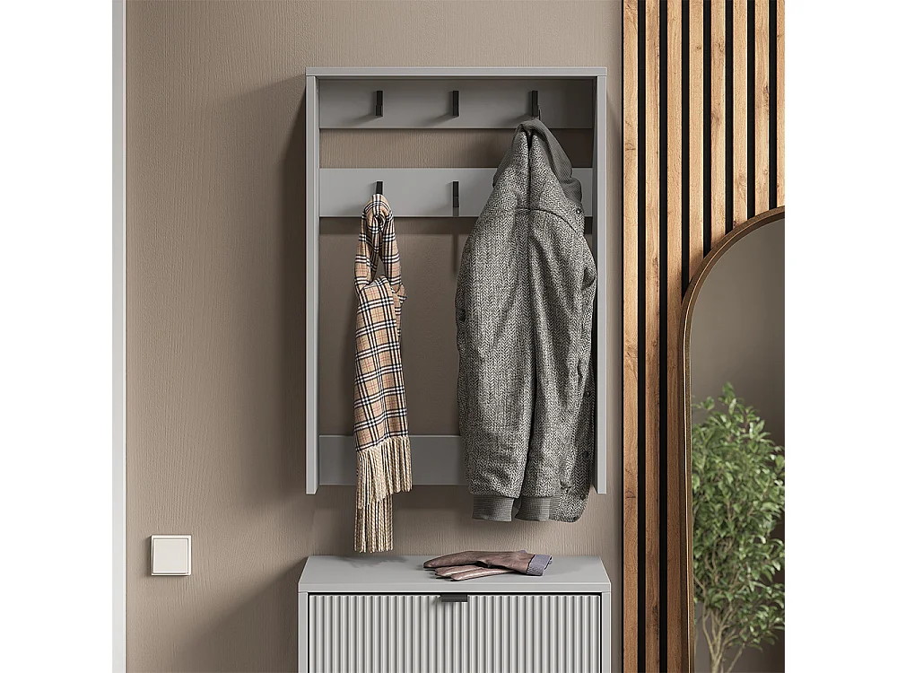 Portemanteau mural gris 60x12.1x85 eliza
