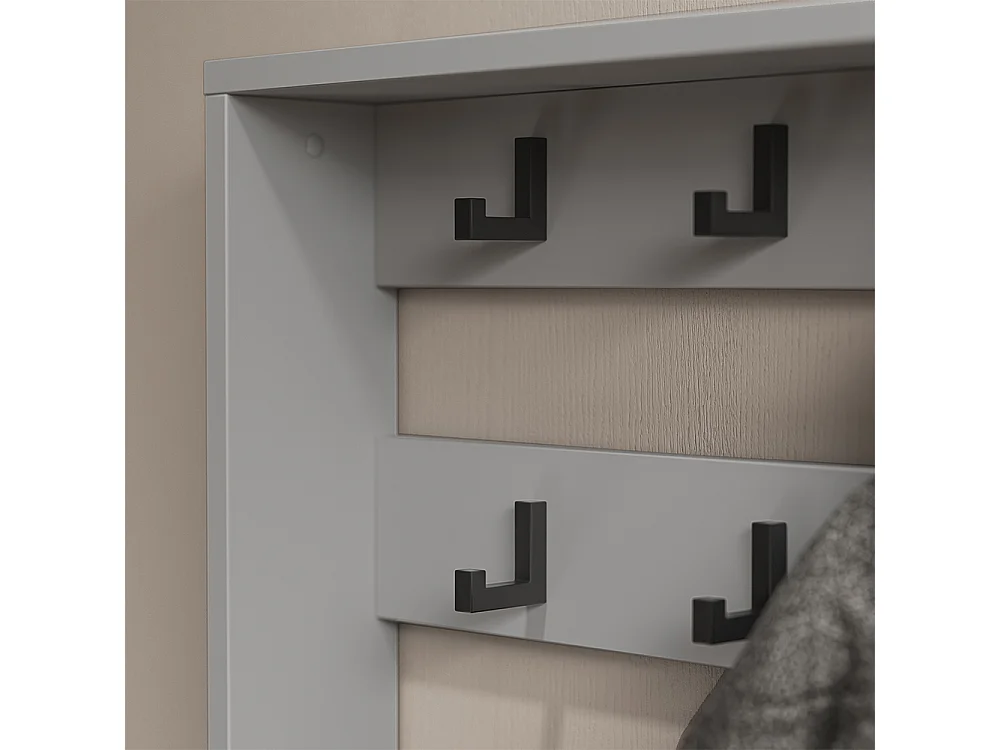 Portemanteau mural gris 60x12.1x85 eliza