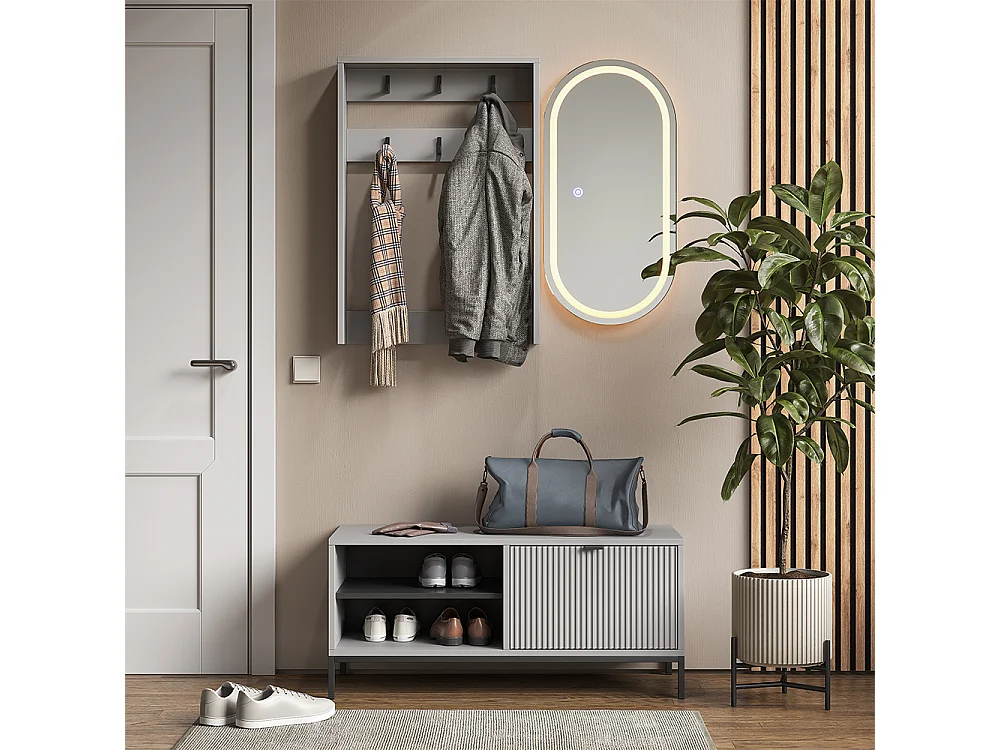 Portemanteau mural gris 60x12.1x85 eliza