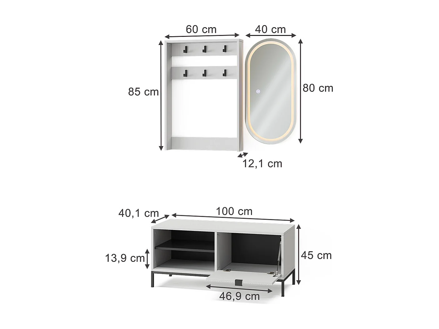 Wardrobe white 100x40x45 eliza