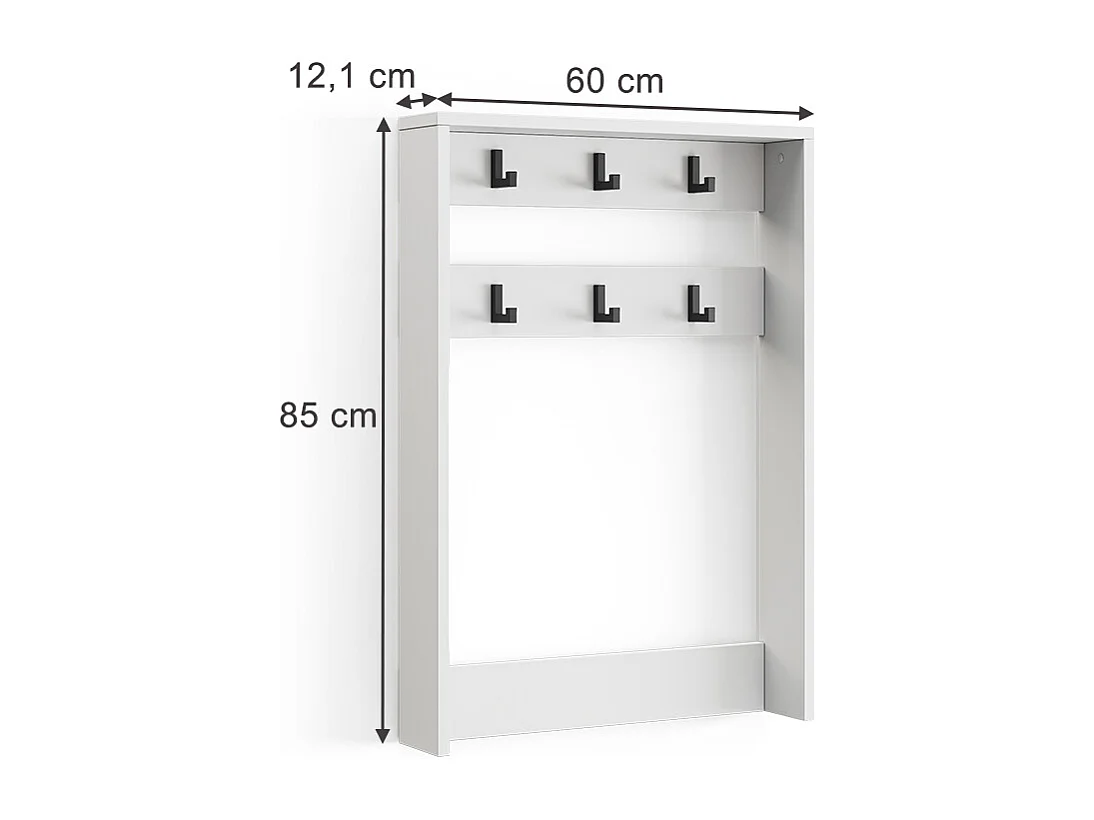 Portemanteau mural blanc 60x12.1x85 eliza