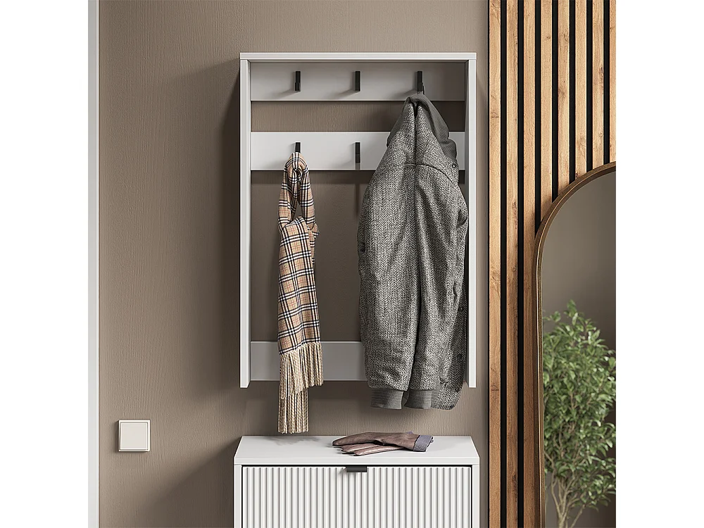 Portemanteau mural blanc 60x12.1x85 eliza