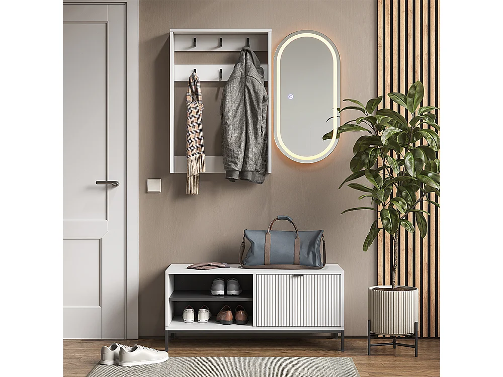 Portemanteau mural blanc 60x12.1x85 eliza