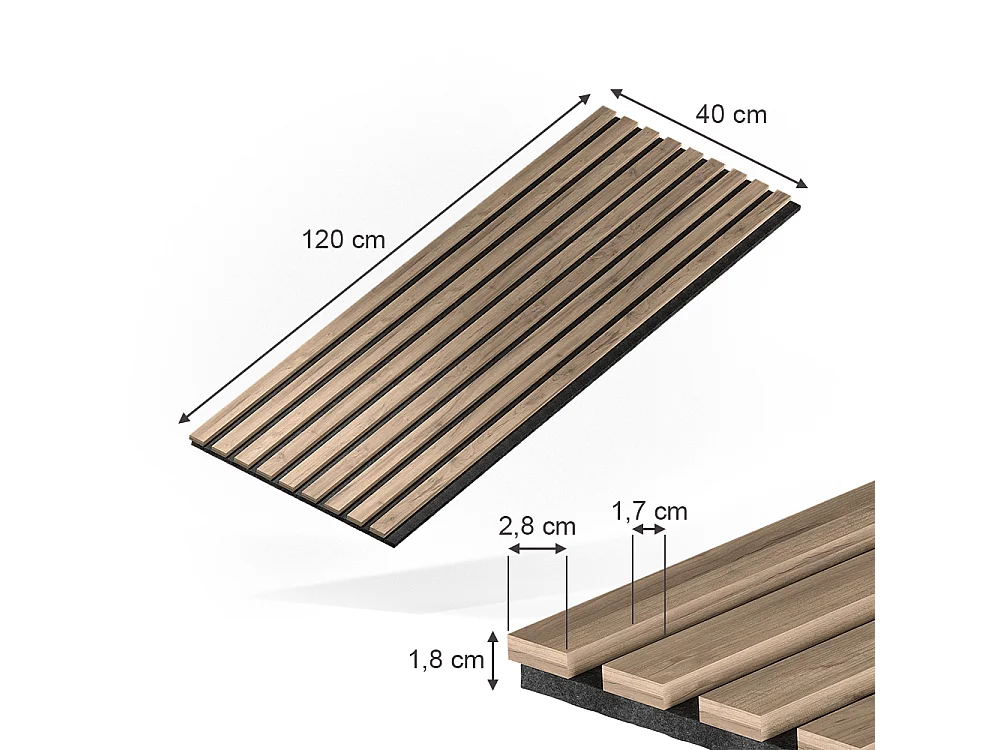 Paneles murales nogal 120x1.8x40 akustikpaneel