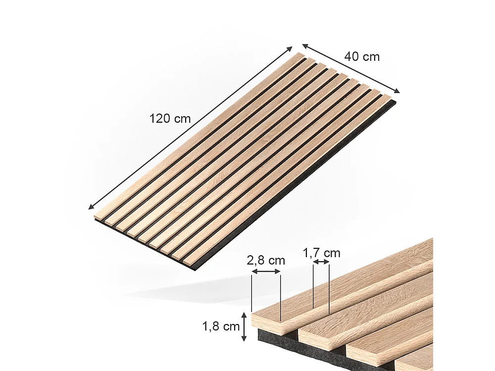 Pannelli a parete rovere 120x1.8x40 akustikpaneel