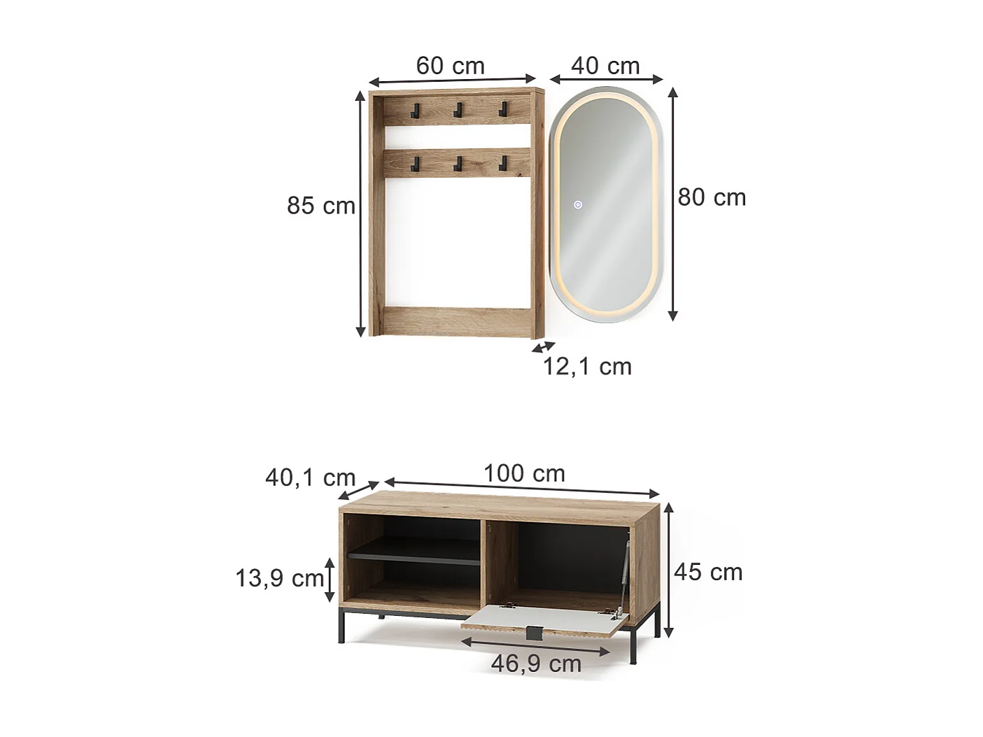 Garderobe viking oak 100x40x45 eliza