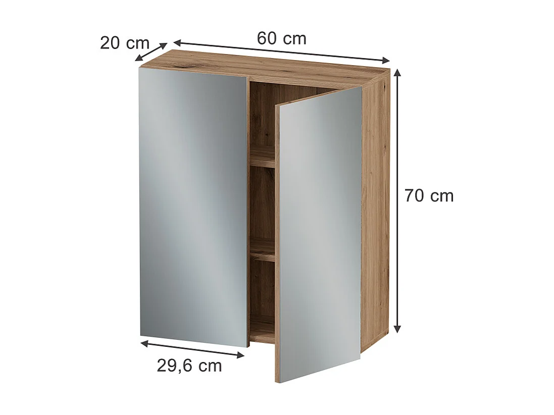 Badeværelsesskab med spejl håndværker 60x20x70 takumi