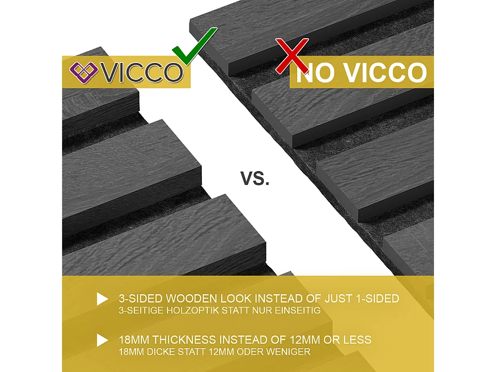 Panneau mural noir 120x1.8x40 akustikpaneel