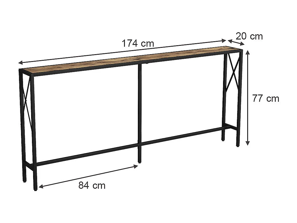 Console table rustic oak 174x20x77 lima