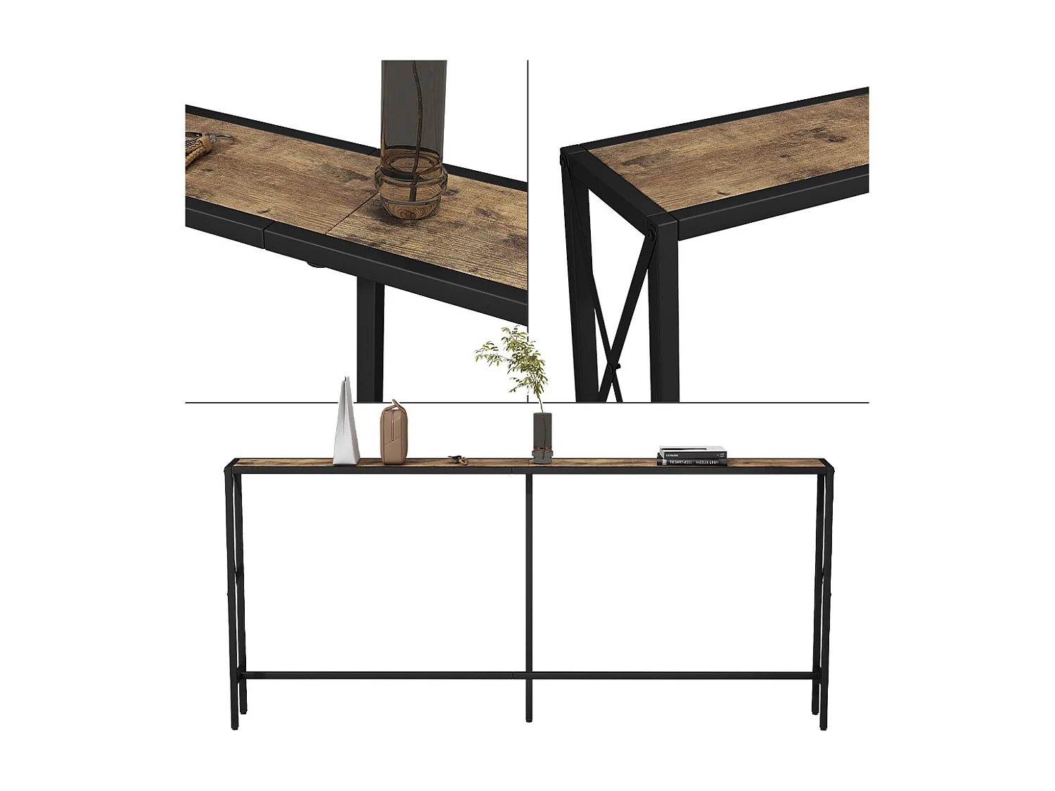 Console table rustic oak 174x20x77 lima