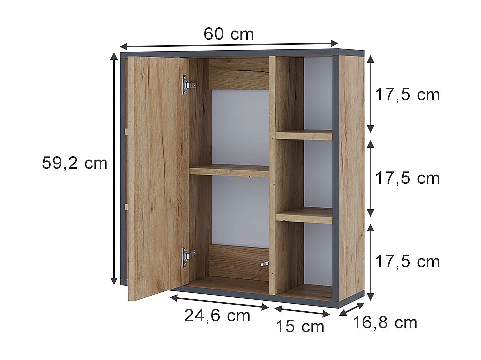Badspiegelschrank goldkraft eiche 60x16.8x59.2 stephan