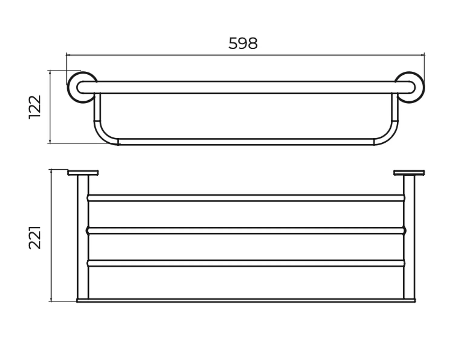 Porte serviettes salle de bain 60cm- acier inoxydable S.304 or brossé - Fixation Collée ou Vissée