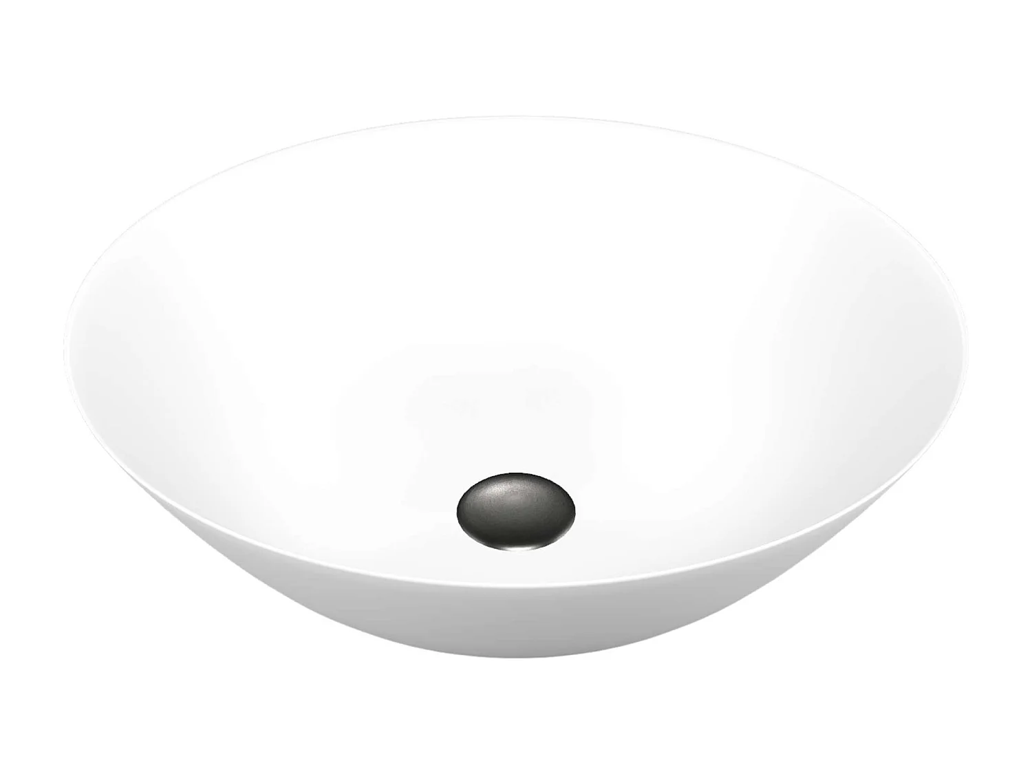 Vasque à poser ronde en céramique blanc mat D41cm, Profondeur 14,5cm - SANIZEO ATE.