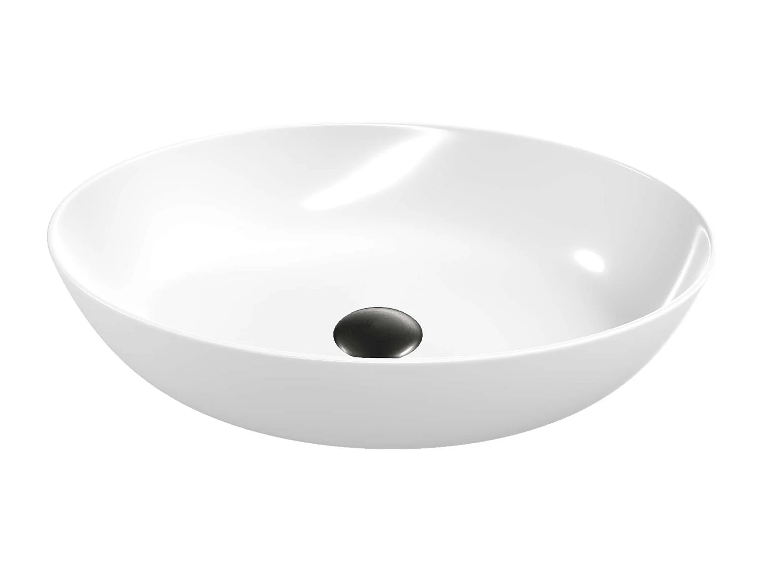 Vasque à poser ovale en céramique blanc brillant L41xl33xProfondeur 14,5cm - SANIZEO Danaé.