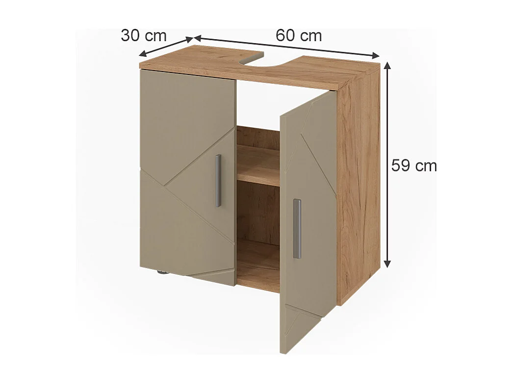 Meuble vasque simple chêne de force doré 60x30x59 irma
