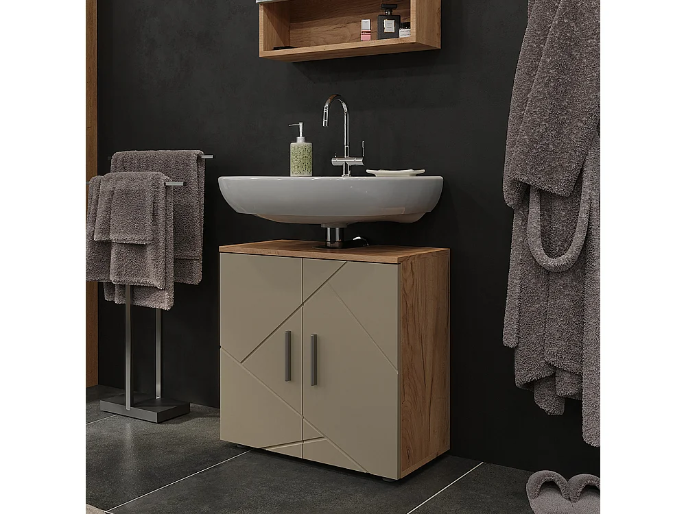 Meuble vasque simple chêne de force doré 60x30x59 irma