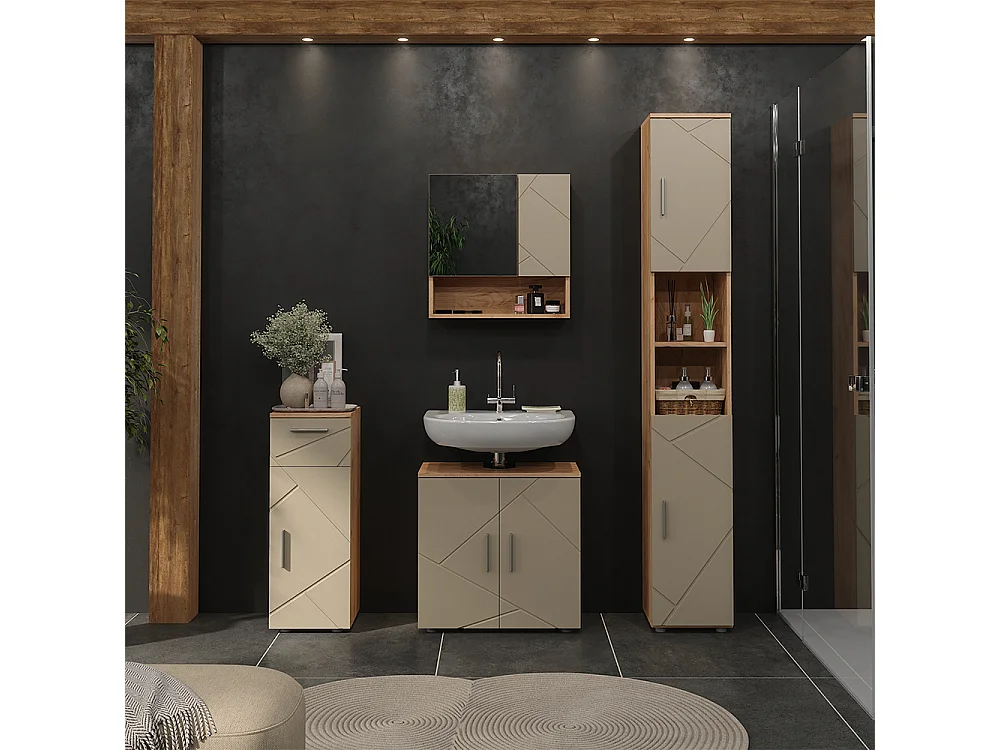 Meuble vasque simple chêne de force doré 60x30x59 irma