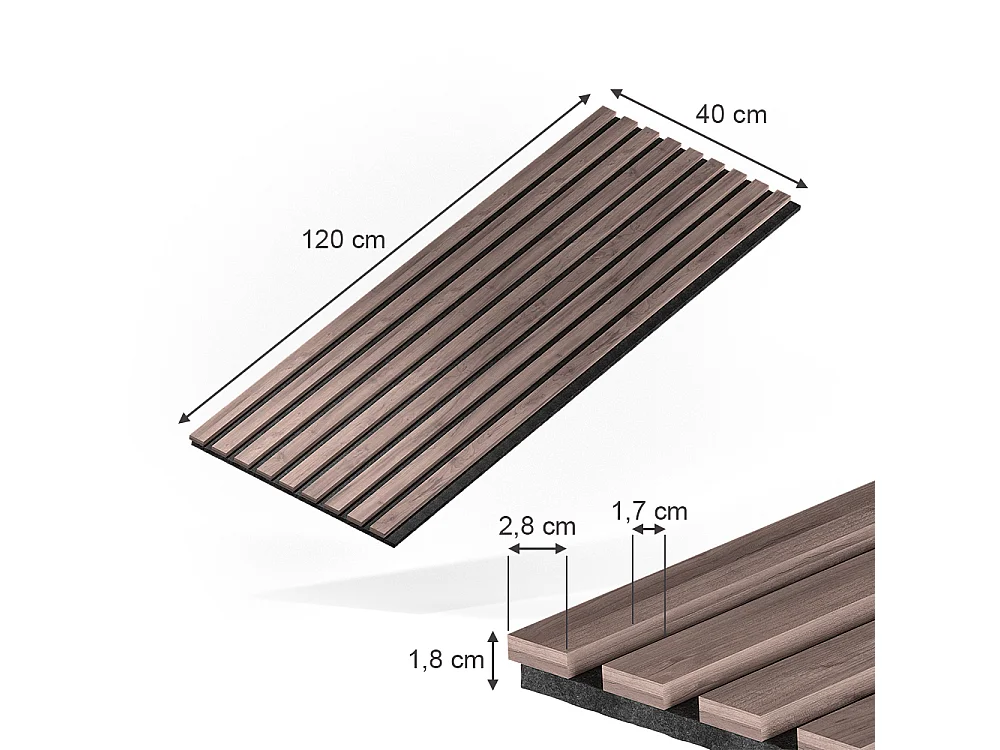 Pannelli a parete noce/marrone 120x1.8x40 akustikpaneel