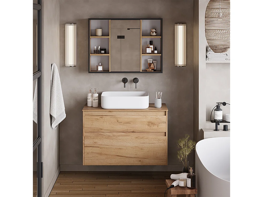 Badspiegelschrank goldkraft eiche 80x16.8x59.2 stephan