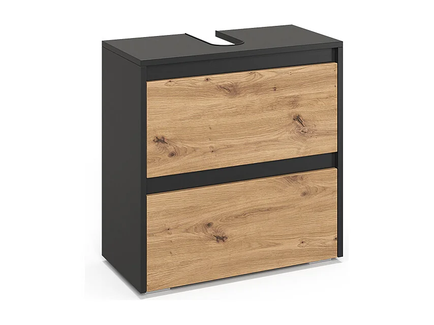 Meuble sous vasque simple anthracite/artisan 60.1x30.1x62 majest