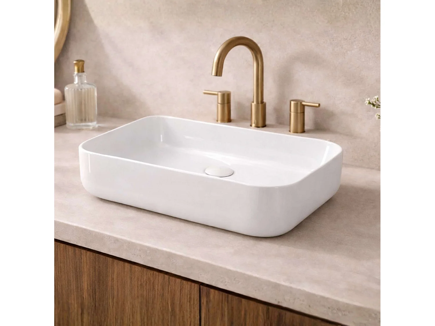 Vasque à poser rectangulaire en céramique blanc brillant L50xl39xProfondeur 13cm - SANIZEO Quimera.