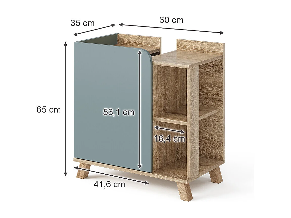 Meuble sous lavabo sonoma/bleu 60x35x65 karen