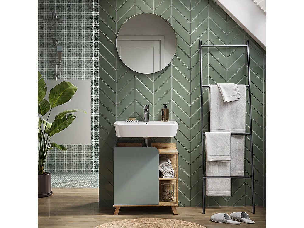 Meuble sous lavabo sonoma/bleu 60x35x65 karen