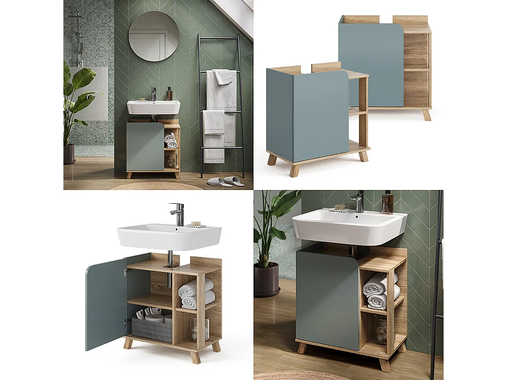 Meuble sous lavabo sonoma/bleu 60x35x65 karen