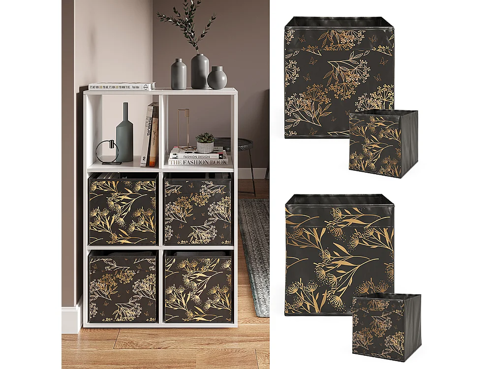 Opbergbox zwart/goud 30x30x30