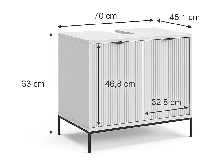 Meuble sous-lavabo  blanc 70x45.1x63 eliza