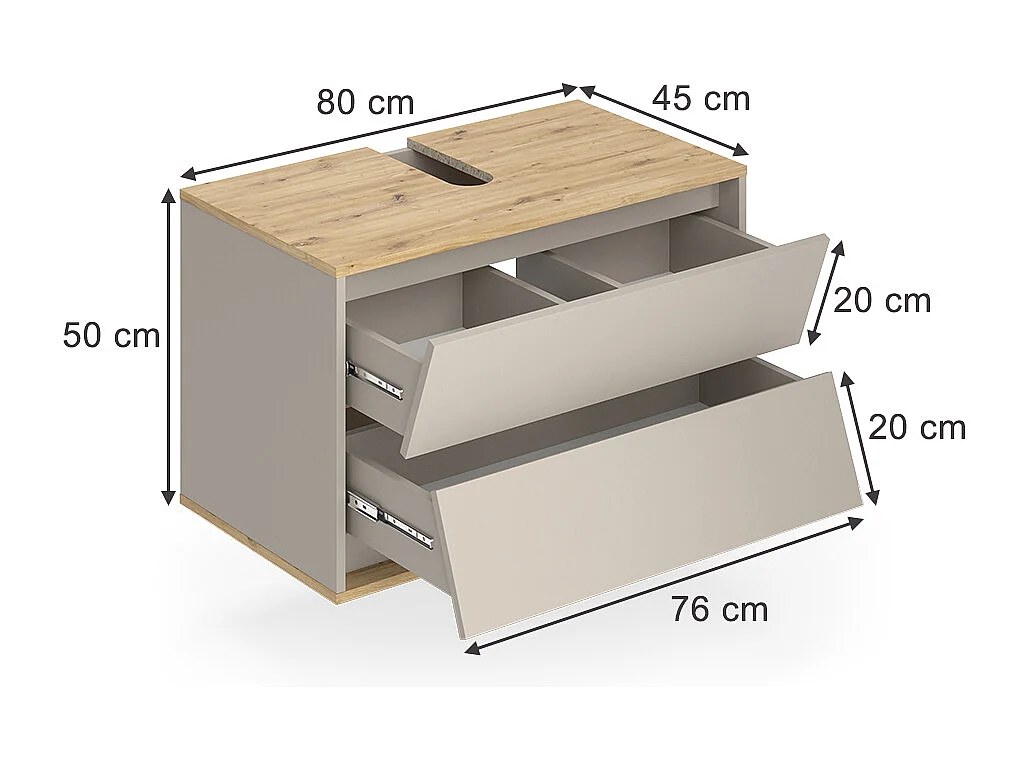 Meuble sous vasque simple cachemire 80x45x50 edelin