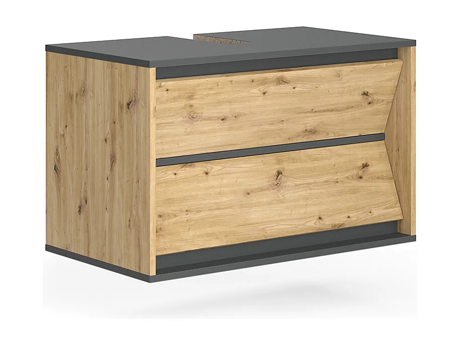 Meuble sous vasque simple anthracite/artisan 80x45x50 edelin