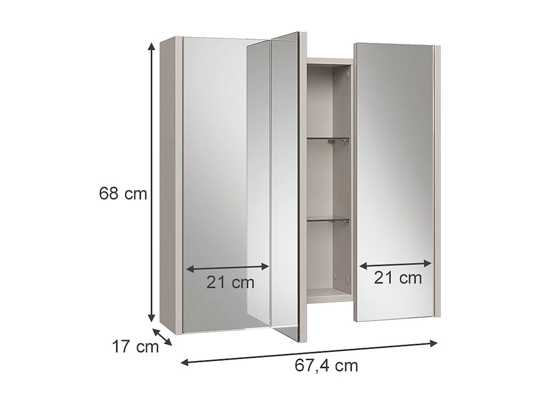 Armoire de toilette cachemire 67.4x17x68 majest