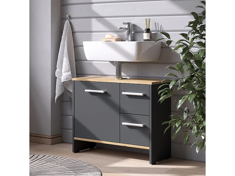 Meuble sous vasque simple anthracite 70.2x27.9x57 karli