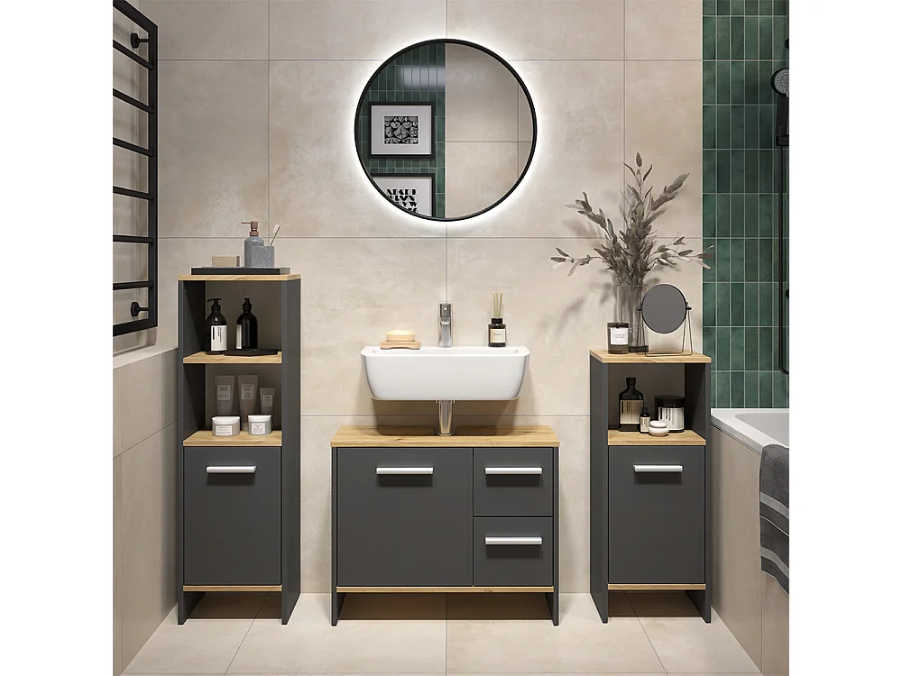 Meuble sous vasque simple anthracite 70.2x27.9x57 karli