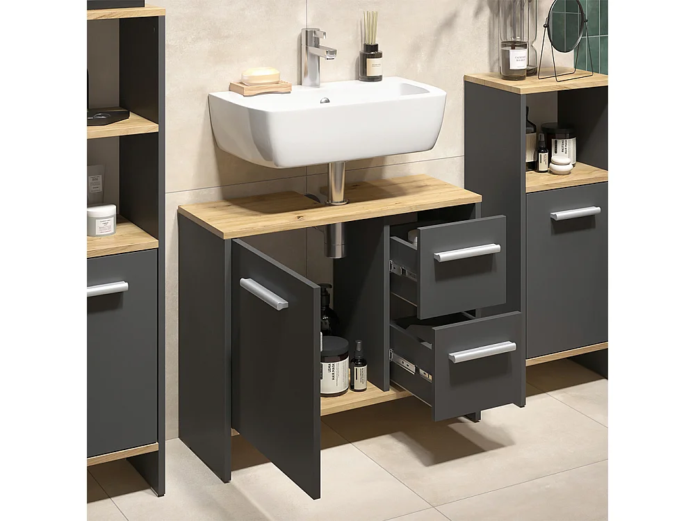 Meuble sous vasque simple anthracite 70.2x27.9x57 karli