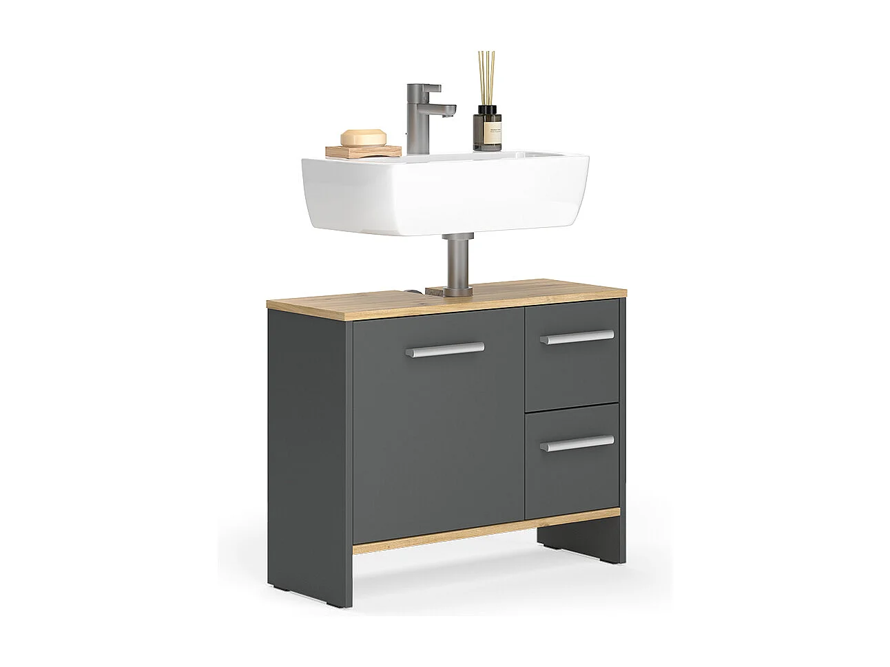 Meuble sous vasque simple anthracite 70.2x27.9x57 karli