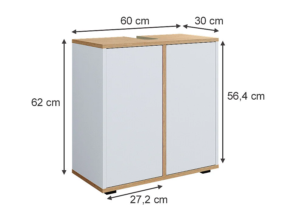 Wastafelonderkast wit/kunstnijverheid 60x30x62 didi