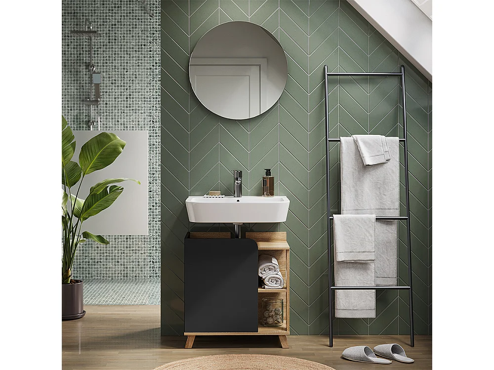 Meuble sous lavabo sonoma/anthracite 60x35x65 karen