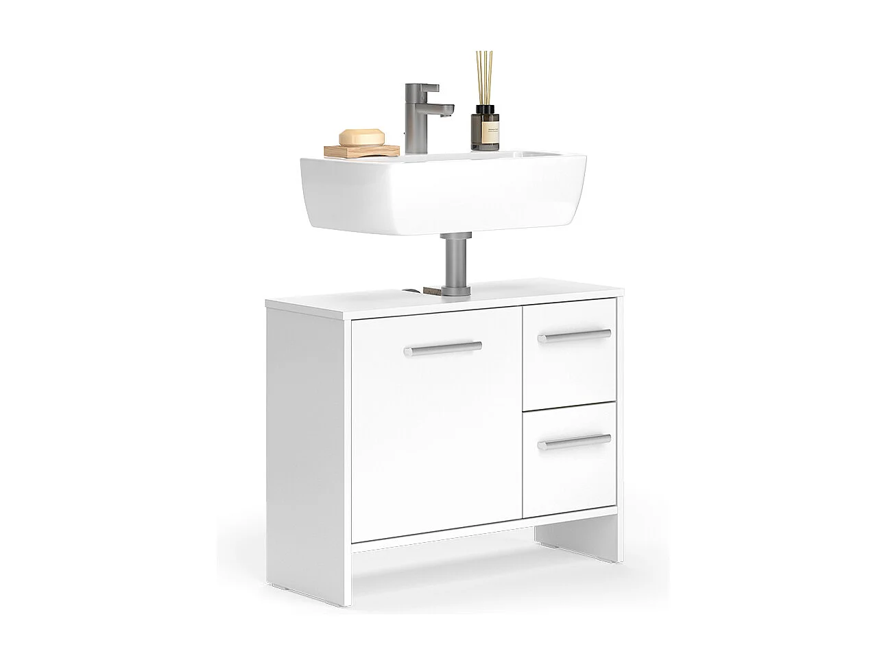 Meuble sous vasque simple blanc 70.2x27.9x57 karli