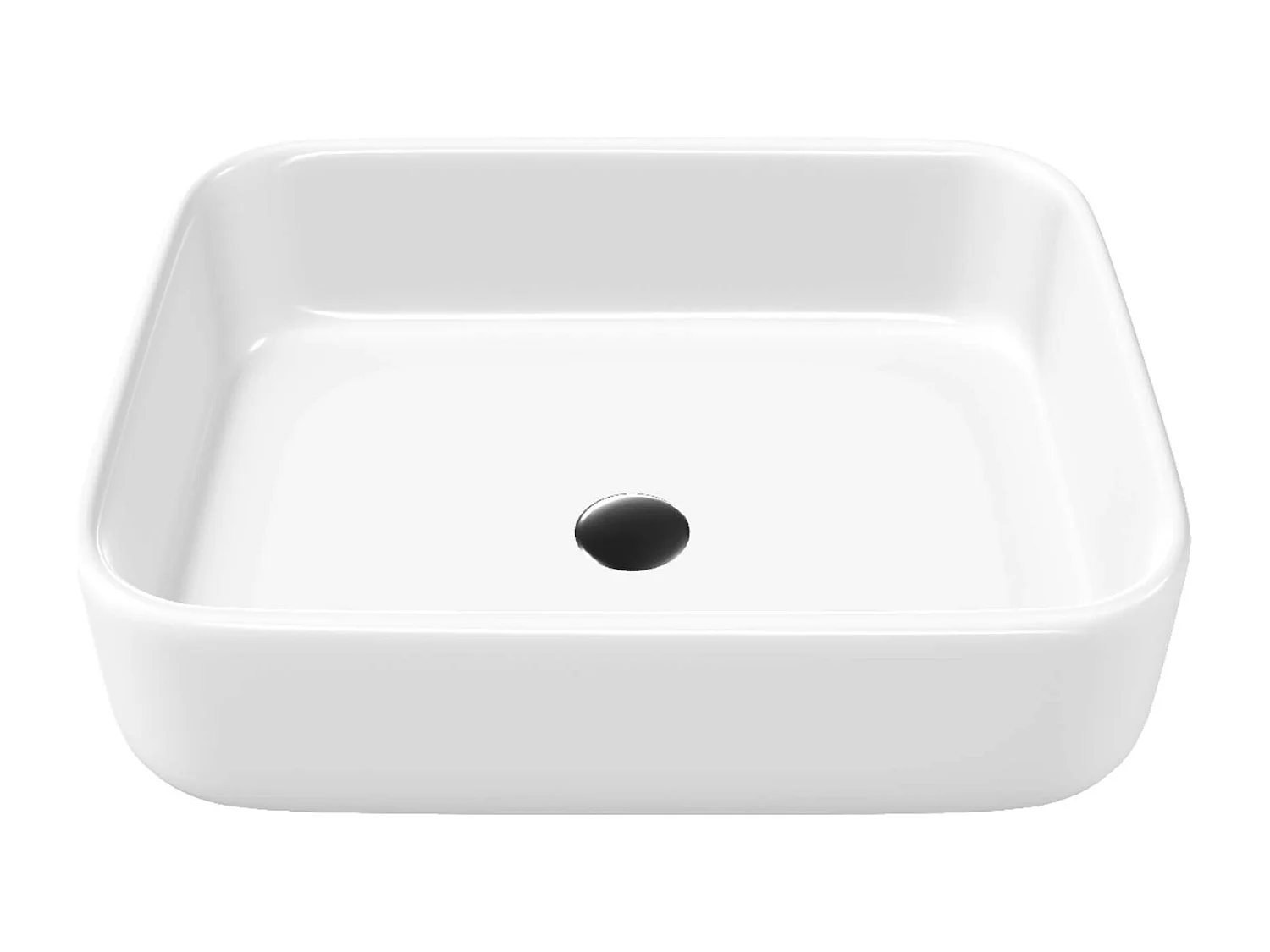 Vasque à poser rectangulaire en céramique blanc brillant L48xl37xProfondeur 13cm - SANIZEO Vesta.