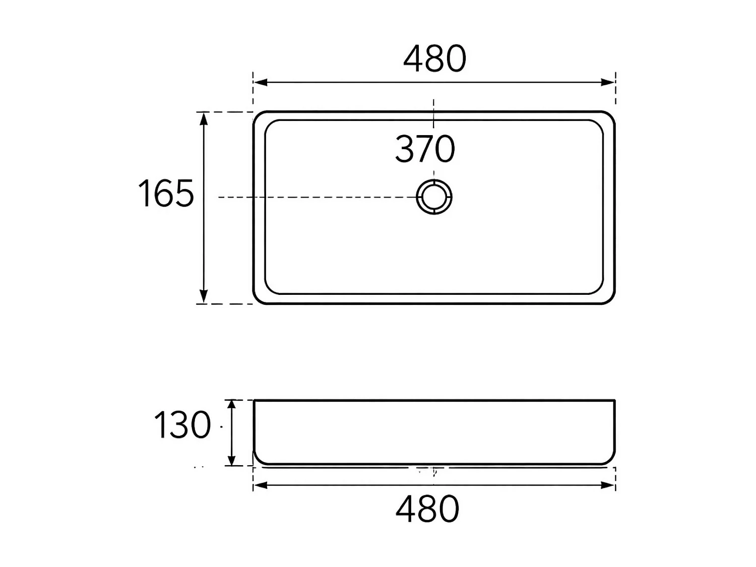Vasque à poser rectangulaire en céramique blanc brillant L48xl37xProfondeur 13cm - SANIZEO Vesta.