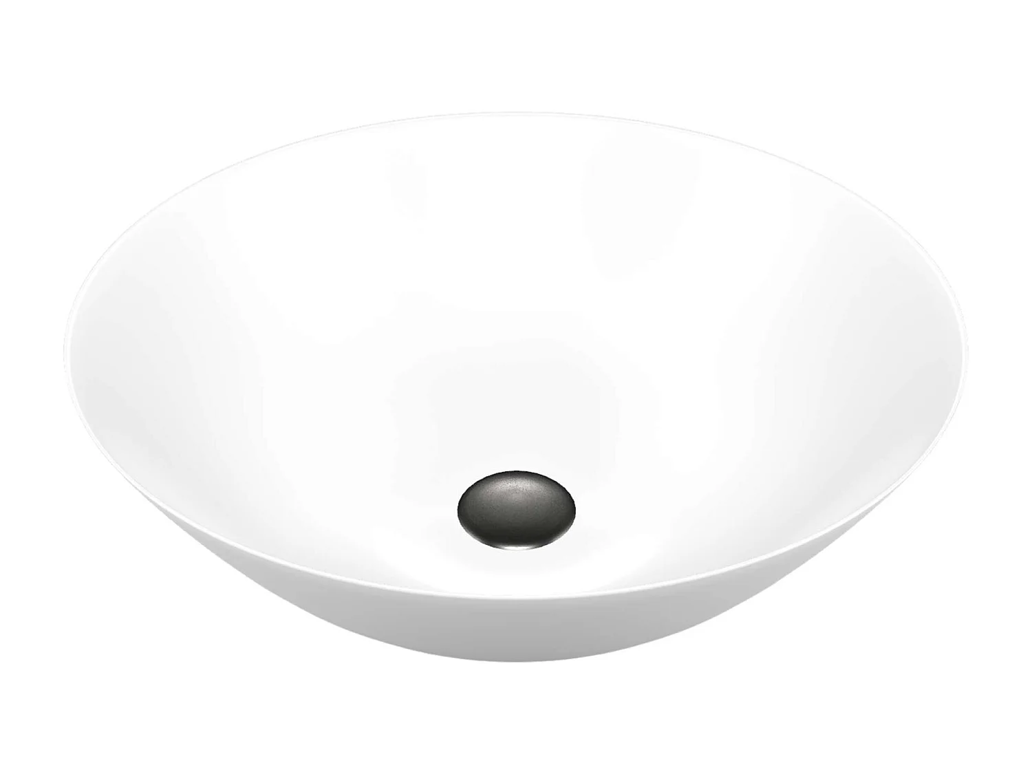 Vasque à poser ronde en céramique blanc brillant D41cm, Profondeur 14,5cm - SANIZEO ATE.