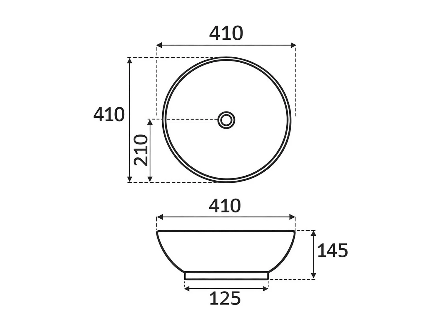 Vasque à poser ronde en céramique blanc brillant D41cm, Profondeur 14,5cm - SANIZEO ATE.