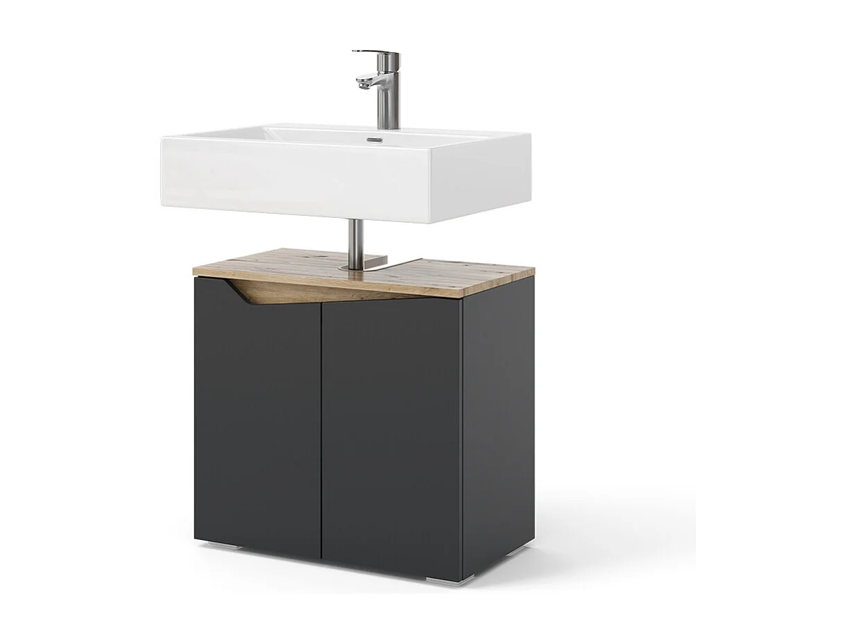 Meuble sous lavabo anthracite/artisan 60x35x57.5 marelle