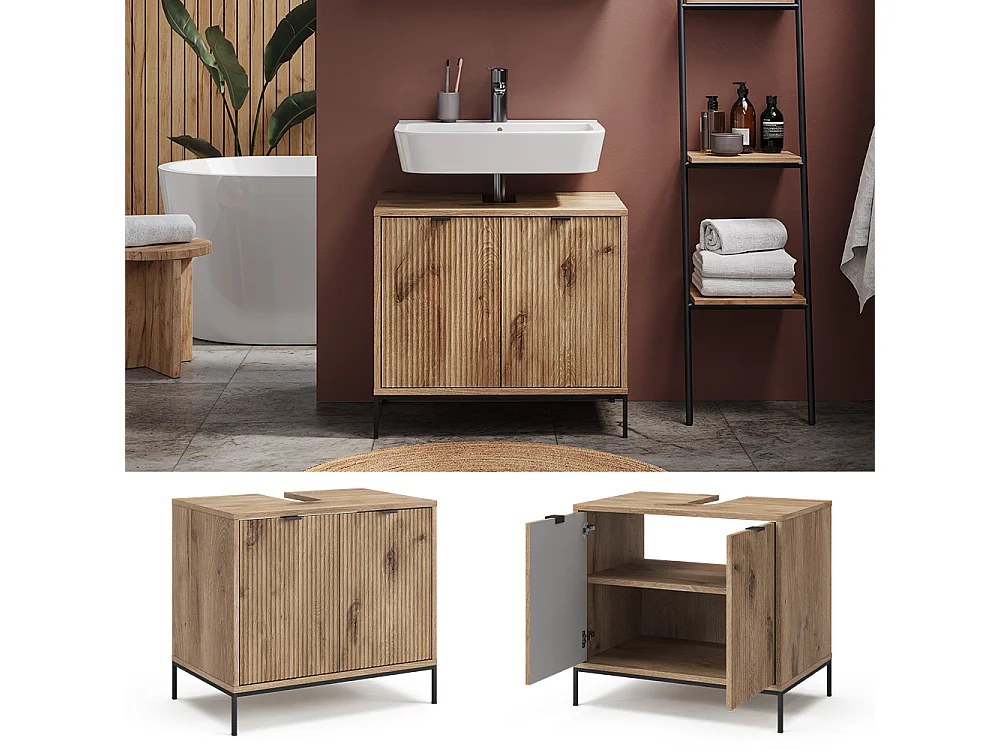 Meuble sous-lavabo  chêne viking 70x45.1x63 eliza