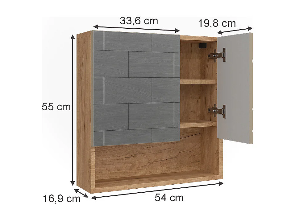 Badspiegelschrank goldkraft eiche 54x16.9x55 irma