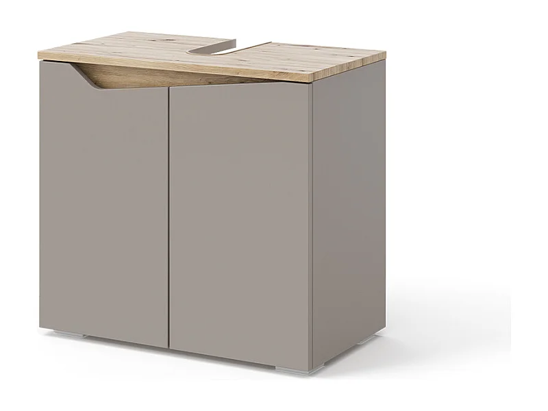 Meuble sous vasque simple grège 60x35x57.5 marelle